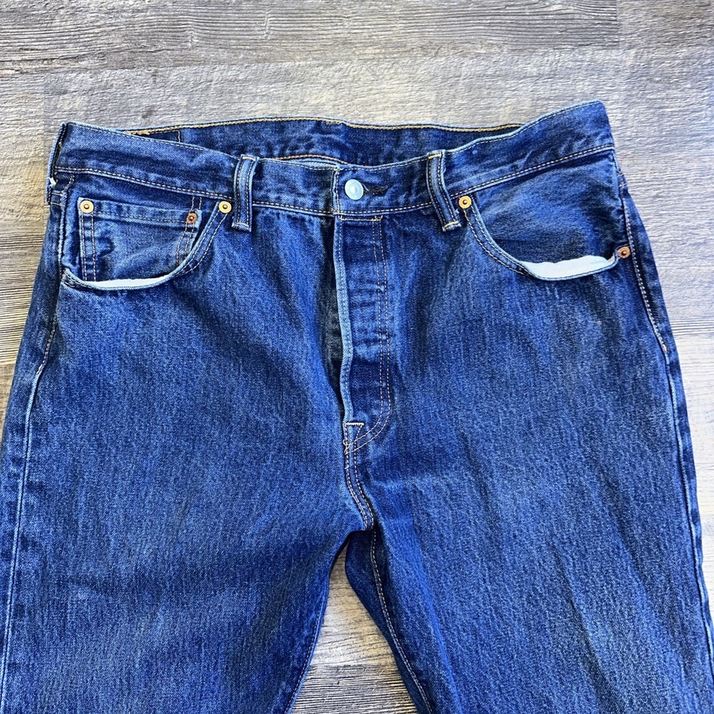 Vintage Levi's 501 Men's 36x30 Button Fly Dark Wash Jeans Made In Mexico - Picture 2 of 10